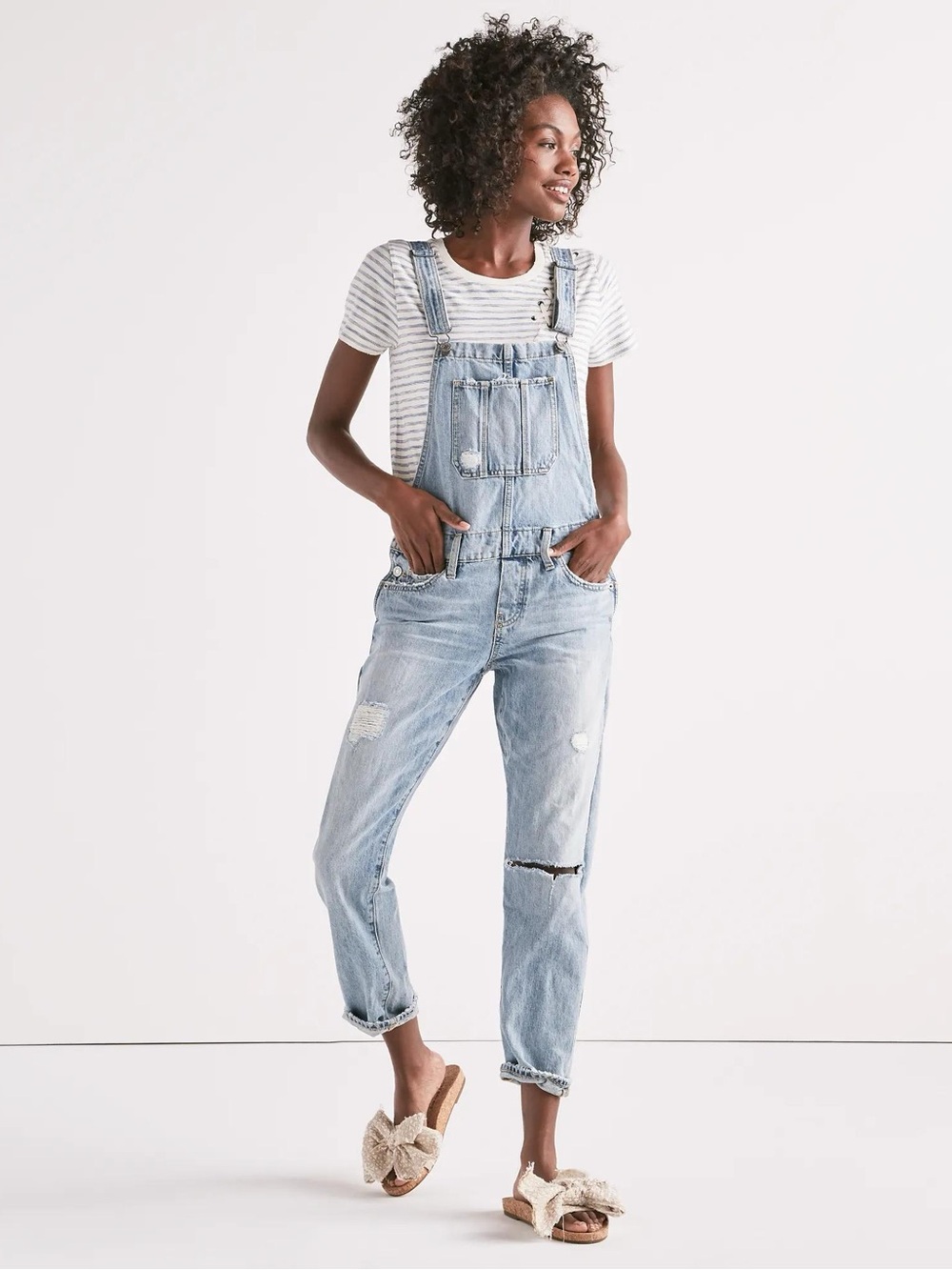 Lucky Jeans The Boyfriend Overall Medium Wash Distressed